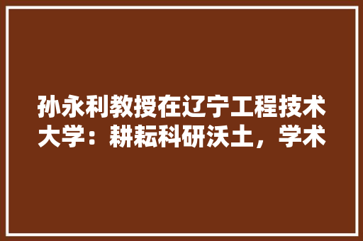 孙永利教授在辽宁工程技术大学：耕耘科研沃土，学术前行