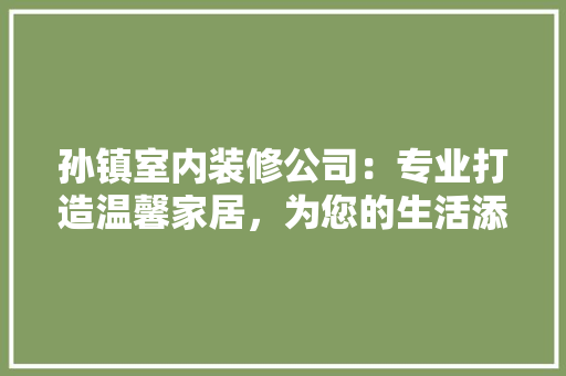 孙镇室内装修公司：专业打造温馨家居，为您的生活添彩 现代风格装饰