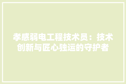 孝感弱电工程技术员：技术创新与匠心独运的守护者 现代风格装饰