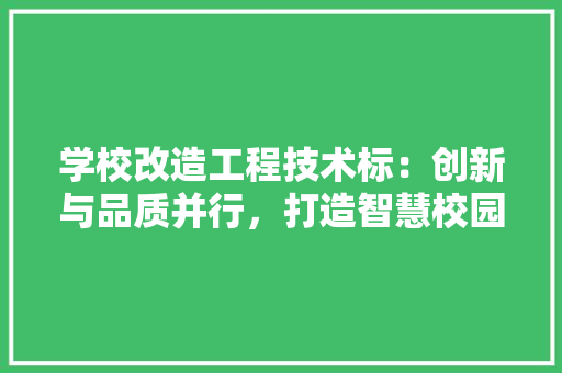 学校改造工程技术标：创新与品质并行，打造智慧校园新篇章 现代风格装饰