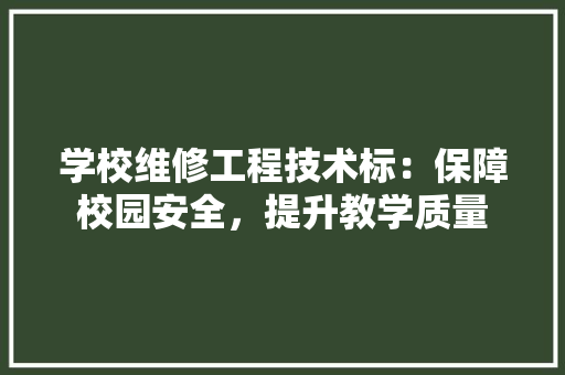 学校维修工程技术标：保障校园安全，提升教学质量 现代风格装饰