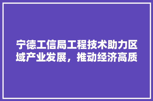 宁德工信局工程技术助力区域产业发展，推动经济高质量发展