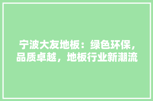 宁波大友地板：绿色环保，品质卓越，地板行业新潮流 现代风格装饰