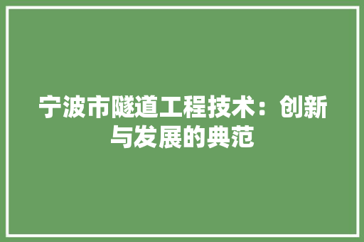宁波市隧道工程技术：创新与发展的典范 现代风格装饰