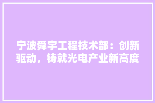 宁波舜宇工程技术部：创新驱动，铸就光电产业新高度 现代风格装饰