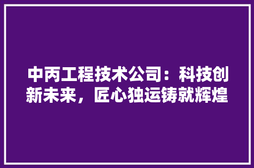 中丙工程技术公司：科技创新未来，匠心独运铸就辉煌 家居装修
