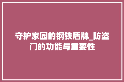 守护家园的钢铁盾牌_防盗门的功能与重要性 现代风格装饰