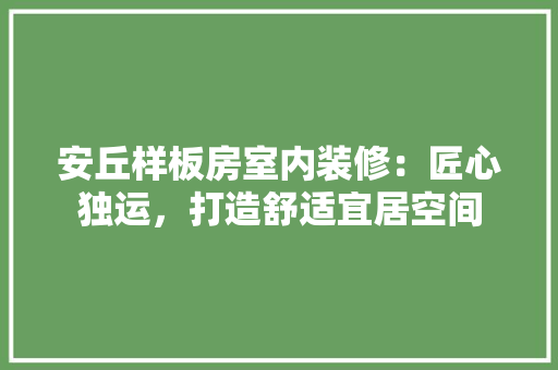 安丘样板房室内装修：匠心独运，打造舒适宜居空间 现代风格装饰