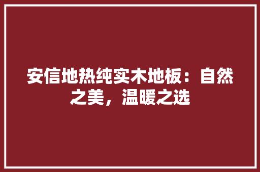 安信地热纯实木地板：自然之美，温暖之选 现代风格装饰