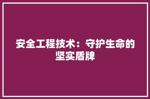 安全工程技术：守护生命的坚实盾牌 现代风格装饰