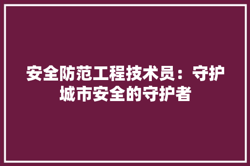 安全防范工程技术员：守护城市安全的守护者 现代风格装饰