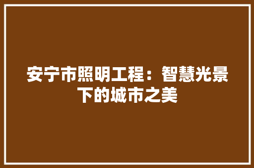 安宁市照明工程：智慧光景下的城市之美 现代风格装饰