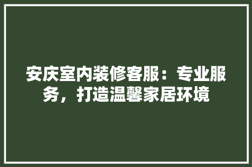 安庆室内装修客服：专业服务，打造温馨家居环境 现代风格装饰