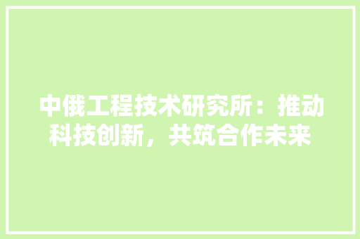 中俄工程技术研究所：推动科技创新，共筑合作未来 家居装修