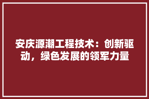 安庆源潮工程技术：创新驱动，绿色发展的领军力量 现代风格装饰