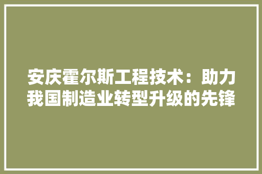 安庆霍尔斯工程技术：助力我国制造业转型升级的先锋力量 现代风格装饰