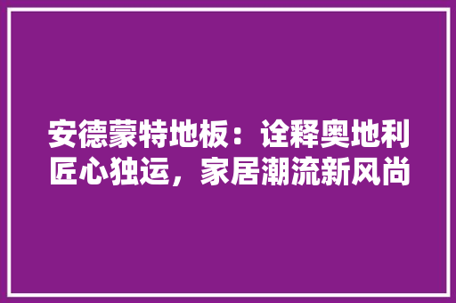 安德蒙特地板：诠释奥地利匠心独运，家居潮流新风尚 现代风格装饰