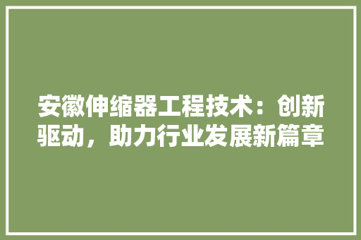 安徽伸缩器工程技术：创新驱动，助力行业发展新篇章 现代风格装饰