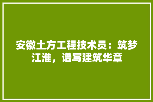 安徽土方工程技术员：筑梦江淮，谱写建筑华章 现代风格装饰