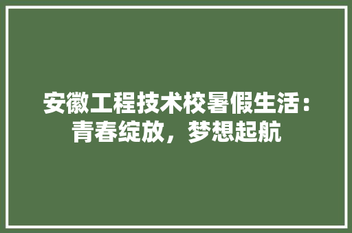 安徽工程技术校暑假生活：青春绽放，梦想起航