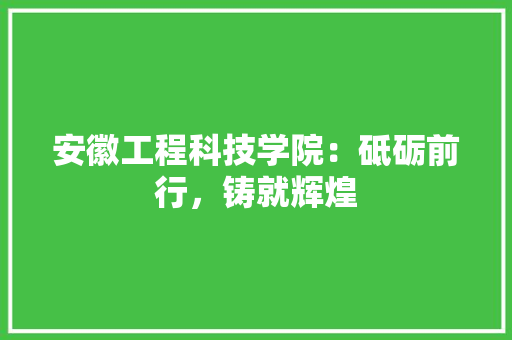 安徽工程科技学院：砥砺前行，铸就辉煌 现代风格装饰
