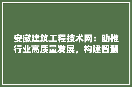 安徽建筑工程技术网：助推行业高质量发展，构建智慧建筑新篇章 现代风格装饰