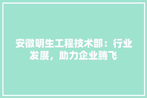 安徽明生工程技术部：行业发展，助力企业腾飞