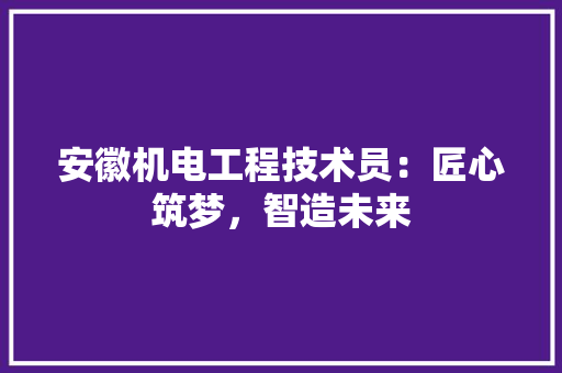 安徽机电工程技术员：匠心筑梦，智造未来 现代风格装饰