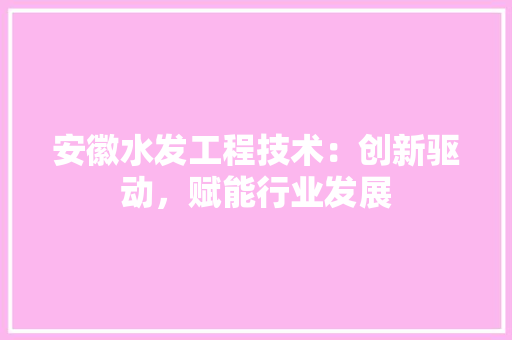 安徽水发工程技术：创新驱动，赋能行业发展 现代风格装饰