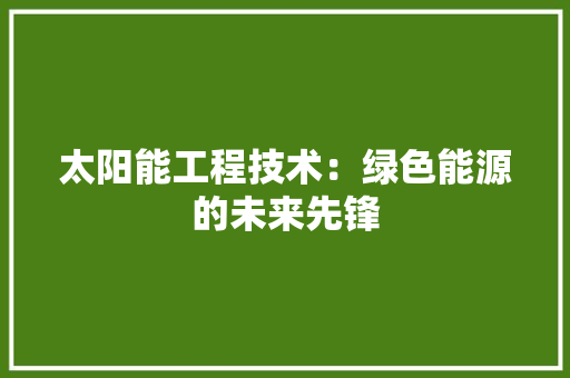 太阳能工程技术：绿色能源的未来先锋 现代风格装饰