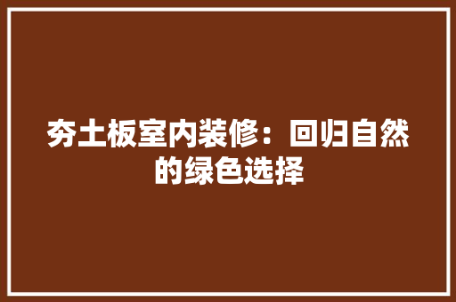 夯土板室内装修：回归自然的绿色选择 现代风格装饰