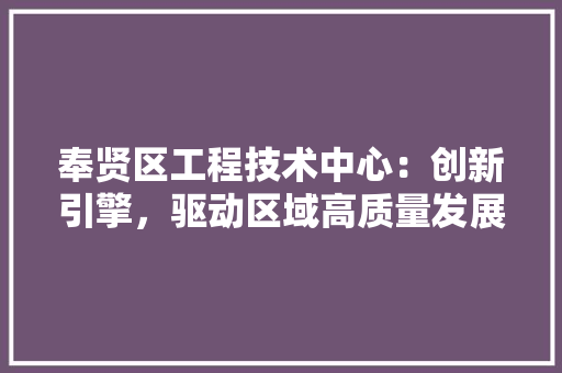 奉贤区工程技术中心：创新引擎，驱动区域高质量发展 现代风格装饰
