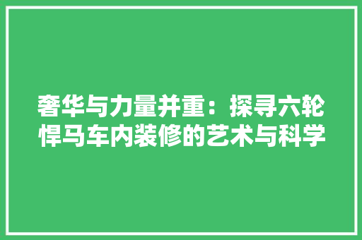 奢华与力量并重：探寻六轮悍马车内装修的艺术与科学 现代风格装饰