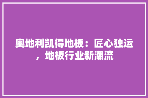 奥地利凯得地板：匠心独运，地板行业新潮流 现代风格装饰