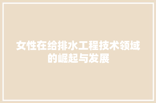 女性在给排水工程技术领域的崛起与发展 现代风格装饰