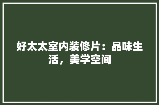 好太太室内装修片：品味生活，美学空间