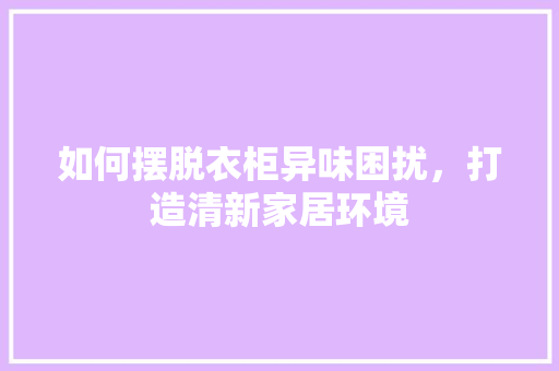 如何摆脱衣柜异味困扰，打造清新家居环境