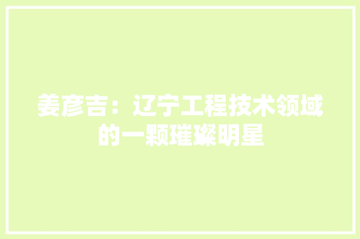 姜彦吉：辽宁工程技术领域的一颗璀璨明星 现代风格装饰