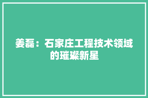 姜磊：石家庄工程技术领域的璀璨新星 现代风格装饰
