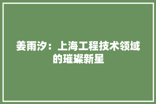 姜雨汐：上海工程技术领域的璀璨新星 现代风格装饰