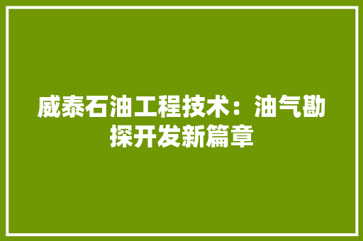 威泰石油工程技术：油气勘探开发新篇章 现代风格装饰