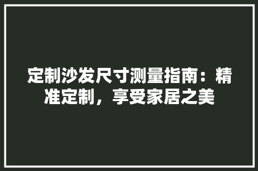 定制沙发尺寸测量指南：精准定制，享受家居之美 现代风格装饰