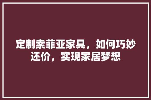 定制索菲亚家具，如何巧妙还价，实现家居梦想 现代风格装饰