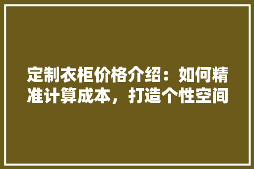 定制衣柜价格介绍：如何精准计算成本，打造个性空间 现代风格装饰