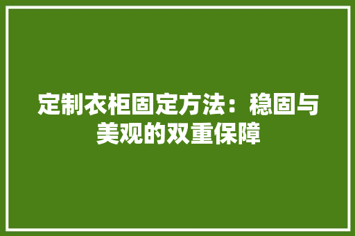 定制衣柜固定方法：稳固与美观的双重保障 现代风格装饰