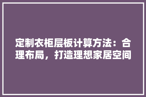 定制衣柜层板计算方法：合理布局，打造理想家居空间 现代风格装饰