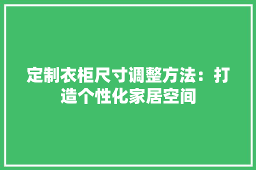 定制衣柜尺寸调整方法：打造个性化家居空间 现代风格装饰