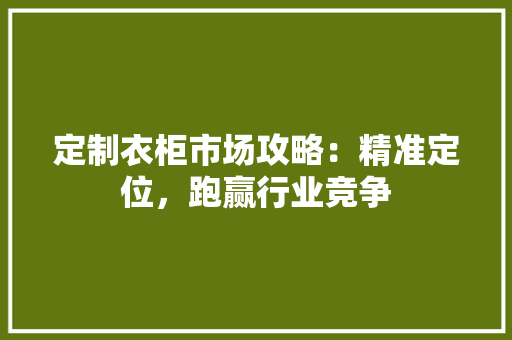 定制衣柜市场攻略：精准定位，跑赢行业竞争 现代风格装饰
