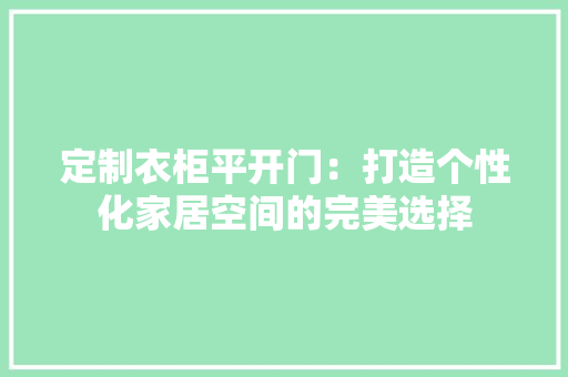 定制衣柜平开门：打造个性化家居空间的完美选择 现代风格装饰