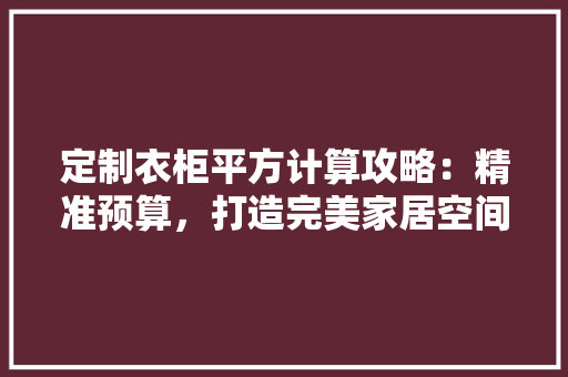 定制衣柜平方计算攻略：精准预算，打造完美家居空间 现代风格装饰